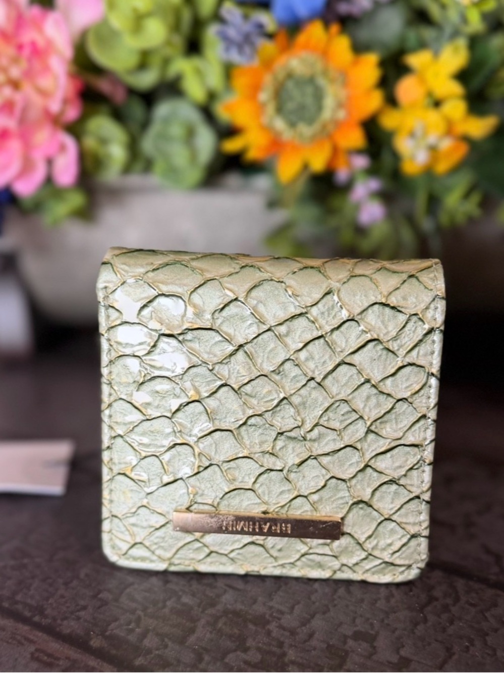BRAHMIN JANE MINT NOVELLA PAYENT SNAKE LEATHER NWT GREEN - Picture 7 of 8